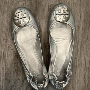 Tory Burch silver flats